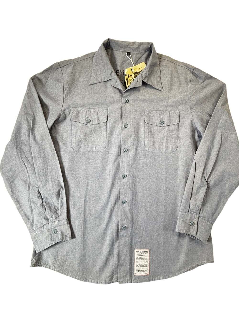 USP Alcatraz Inmate Replica Blue Chambray Button Down Shirt Regulation #32